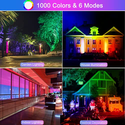 monococo RGB LED Flood Light, Monococo Color Changing Floodlights 25W, Dimmable Timing Remote Control IP66 Halloween Christmas Party Gard