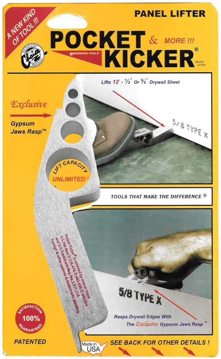 Diversified Tools Pocket Kicker - Drywall Panel Lifter + Edge Rasp + Scraper - Door Hanging Tool - Versatile Drywall Installation Tool.