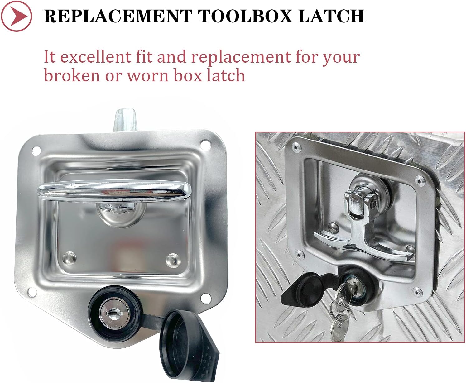 SKARUMMER 2 Pcs L8815 Tool Box Latch T Handle Latches with Lock Highly Polished Stainless Steel Tool Box Locks for Trailer Door RV Camper