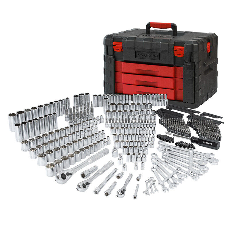 GCP Products 450Pc Mechanics Tool Set Automotive Tool Kit 3Drawer Heavy Duty Case Box