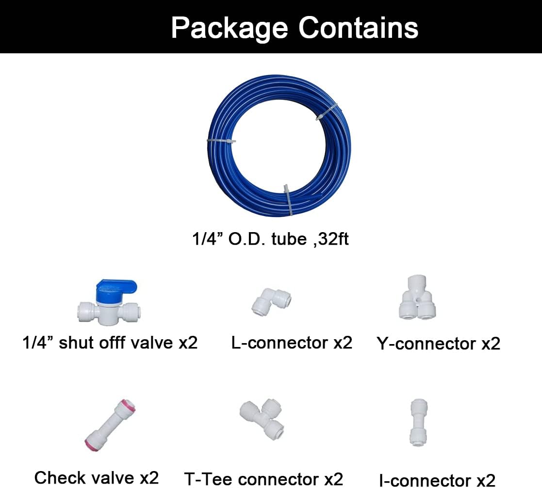 Malida Water purifier quick connector ,RO water 1/4 tubing, RO water filter fittings , 1/4 inch tubing blue 10 meters + quick connect