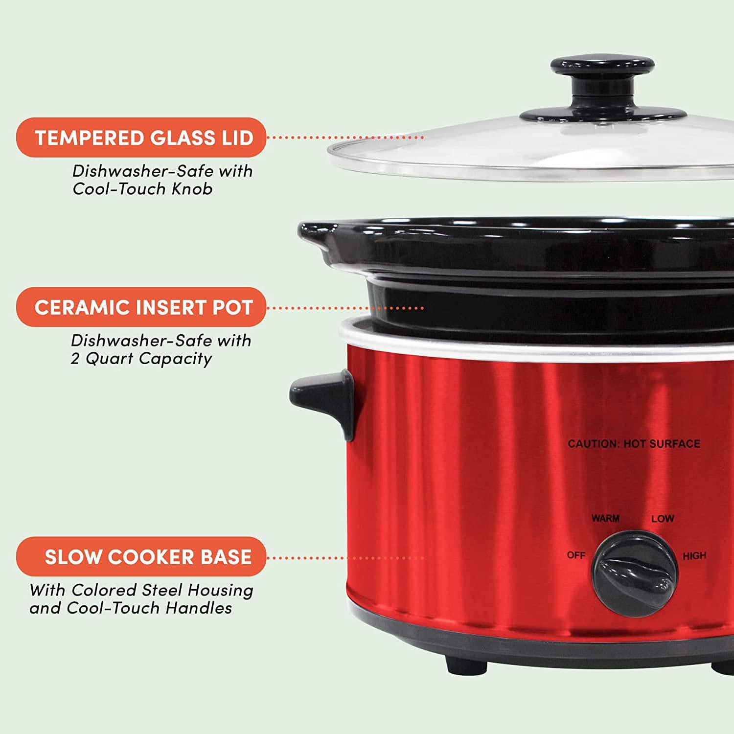 NOZAYA 2-quart electric oval slow cooker - adjustable temp, entrees, sauces, stews &a; dips