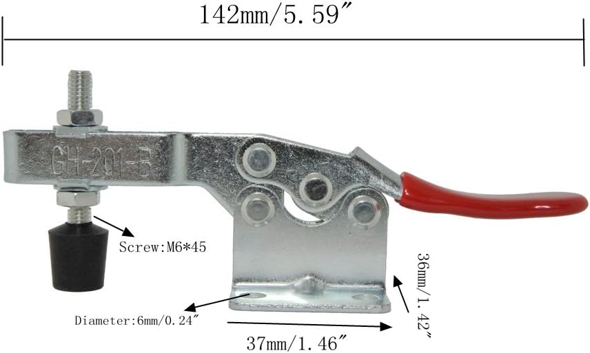 XrPaowa 4 PCS Toggle Clamp 201B Hand Tool 198Lbs Holding Capacity Antislip Horizontal Quick Release Heavy Duty Toggle Clamp Tool