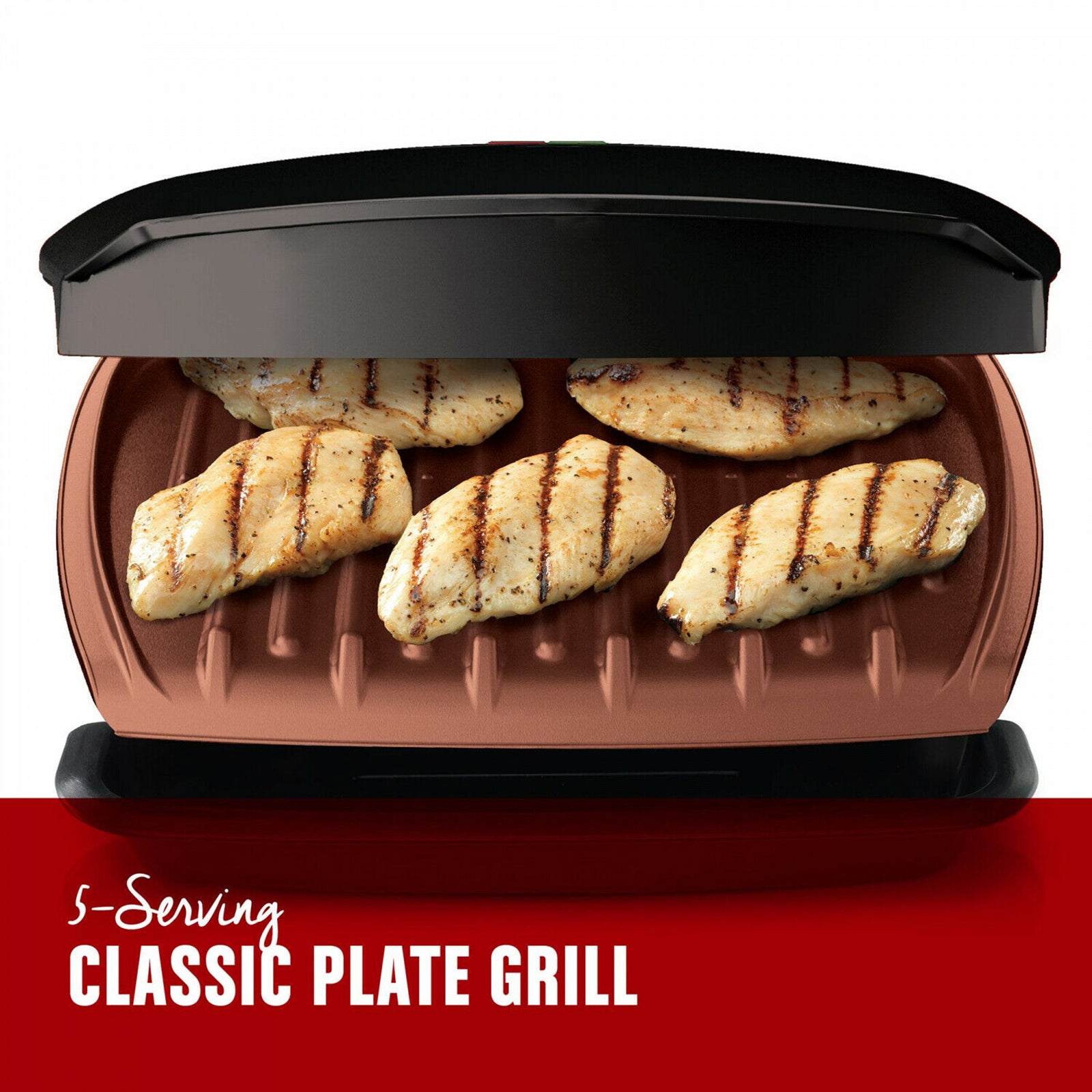 George Foreman GR2080BCB Electric 5 Serving Removable Plate Grill and Panini Press - Black