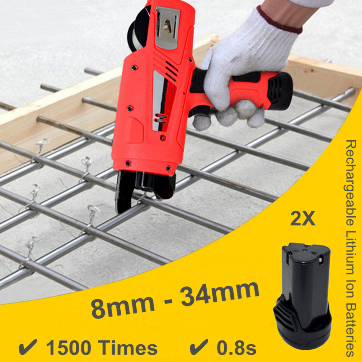 Great Choice Products 21V 8-34Mm Automatic Handheld Rebar Tier Tool Building Tying Machine Strapping