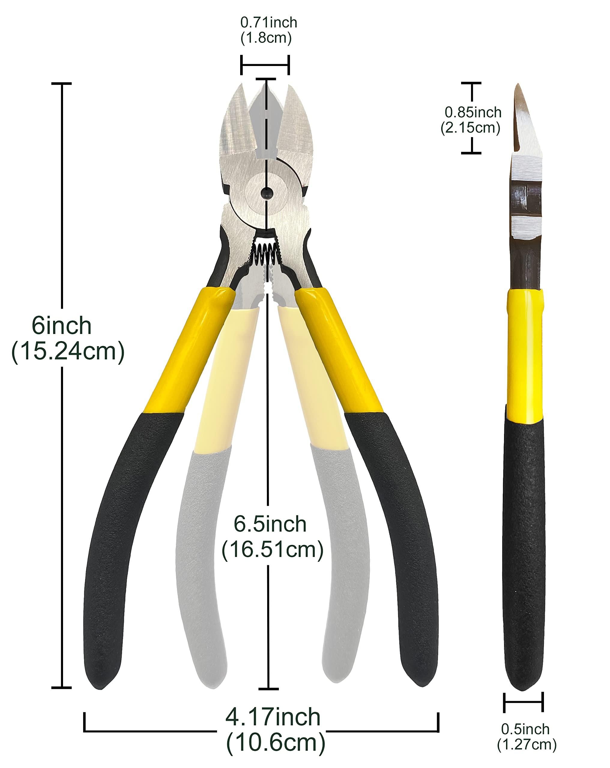 BOOSDEN wire cutters 10 pack, 6.5 inch, boosden flush cutters, spring loaded cutting pliers, side cutters, dykes cutter, wire clipper