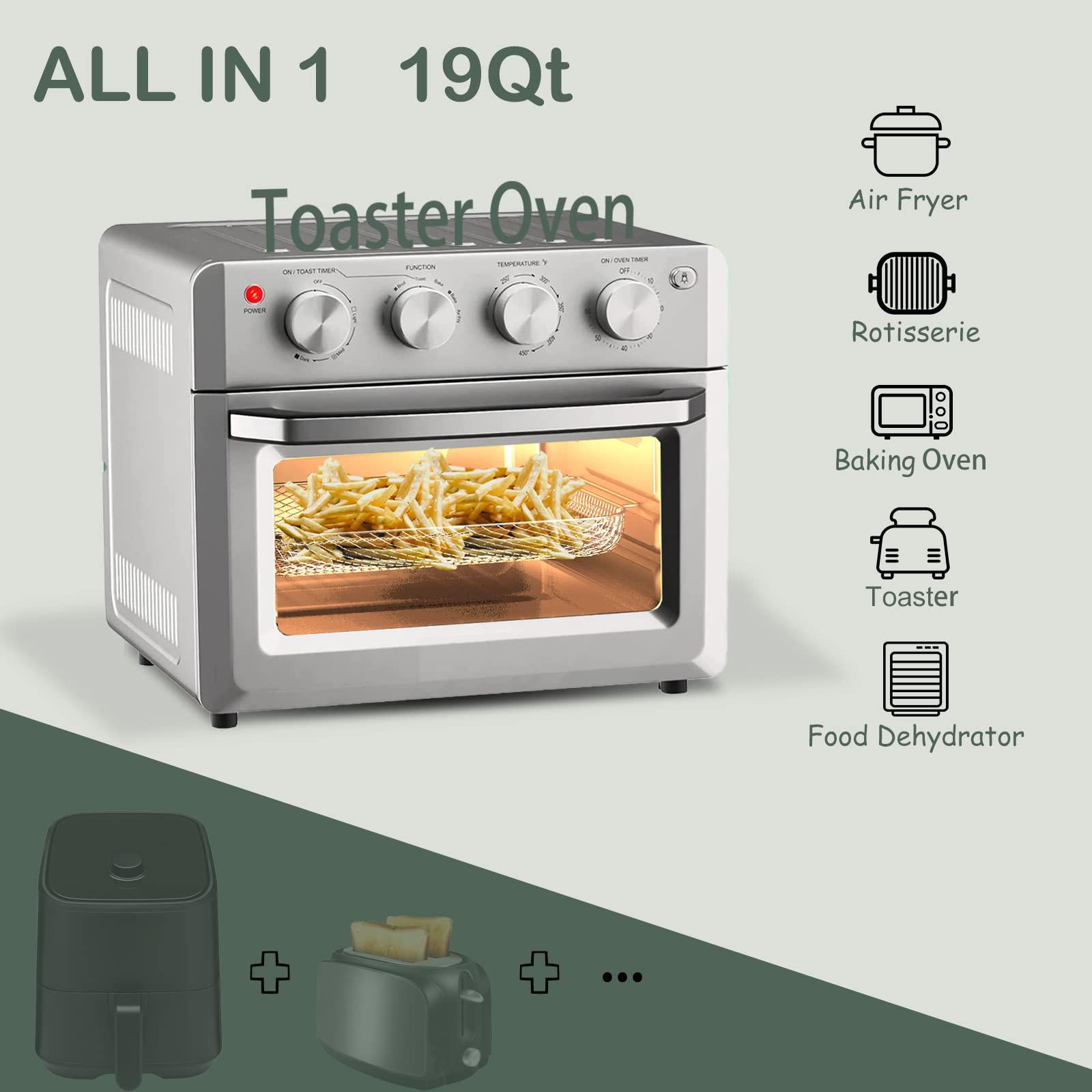 simoe air fryer toaster oven, 7 in 1 countertop air fryer oven, all in one retro convection oven combo for family use, 5 acce
