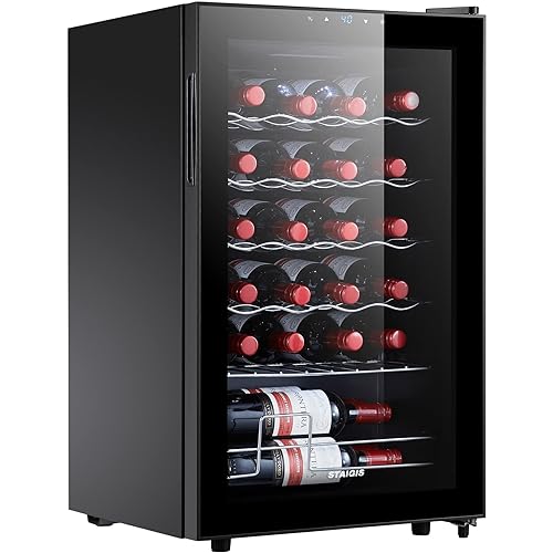 STAIGIS 24 Bottle Compressor Wine Cooler Refrigerator, Small Freestanding Wine Fridge for Red, White and Champagne, Mini Fridge