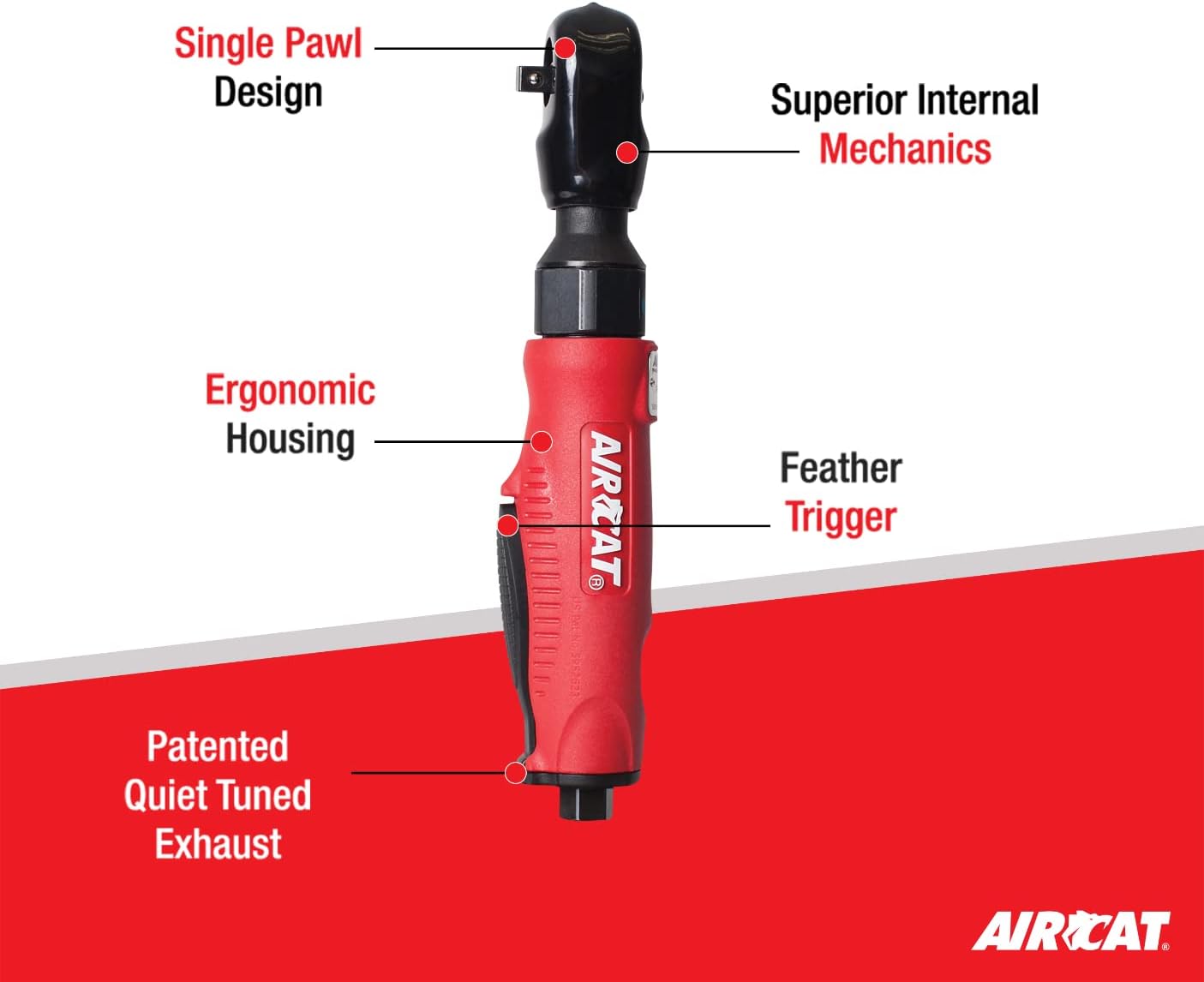 AIRCAT 800: 1/4-Inch Composite Ratchet 320 RPM, 35 ft-lbs Maximum Torque