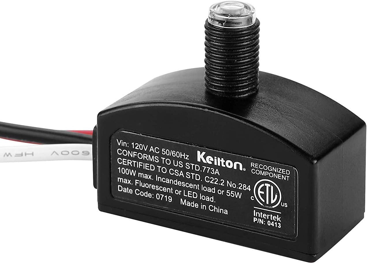 keilton 120V AC Dusk to Dawn Photocell Light Sensor, Outdoor Hard-Wired Post Eye Light Control with Photoelectric Switch, Auto On/Off,