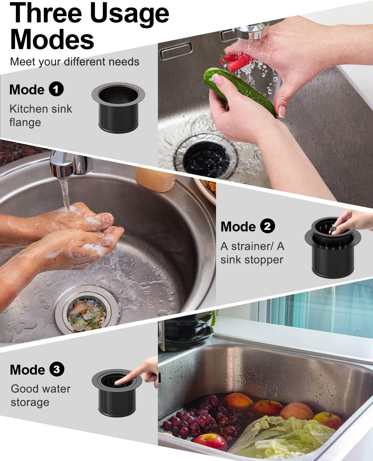 BOTEMY B9179 Extended Garbage Disposal Flange with Basket Strainer Stopper, Deep Kitchen Sink Flange for 3-1/2&a;#226;&a;#128;