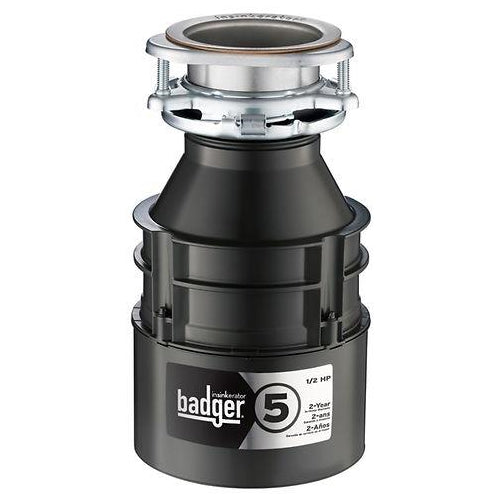 Insinkerator BADGER5WC Badger 5 Garbage Disposal with 1/2 HP  Continuous Feed  QuickLock Mounting System and Galvanized Steel Construction in