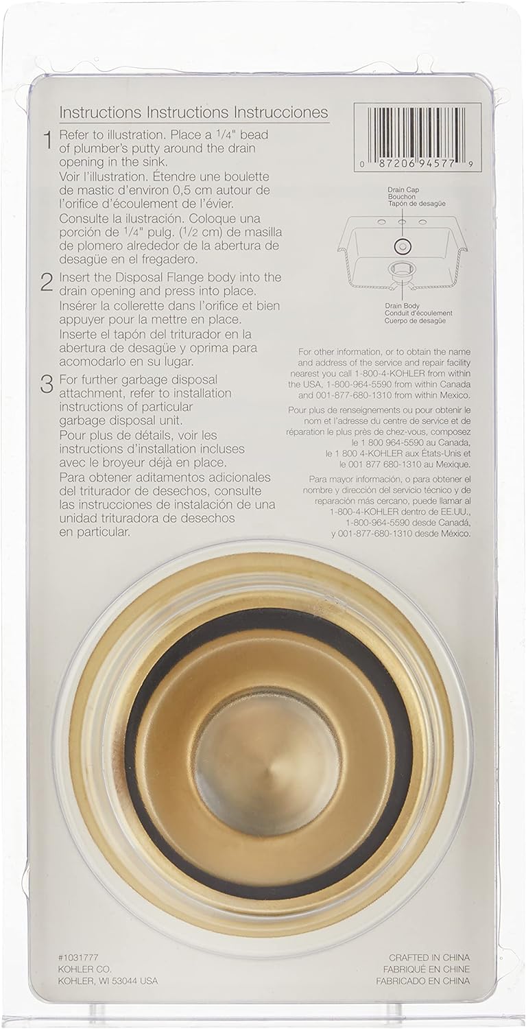Kohler 696561 Disposal Flange, Vibrant Polished Brass