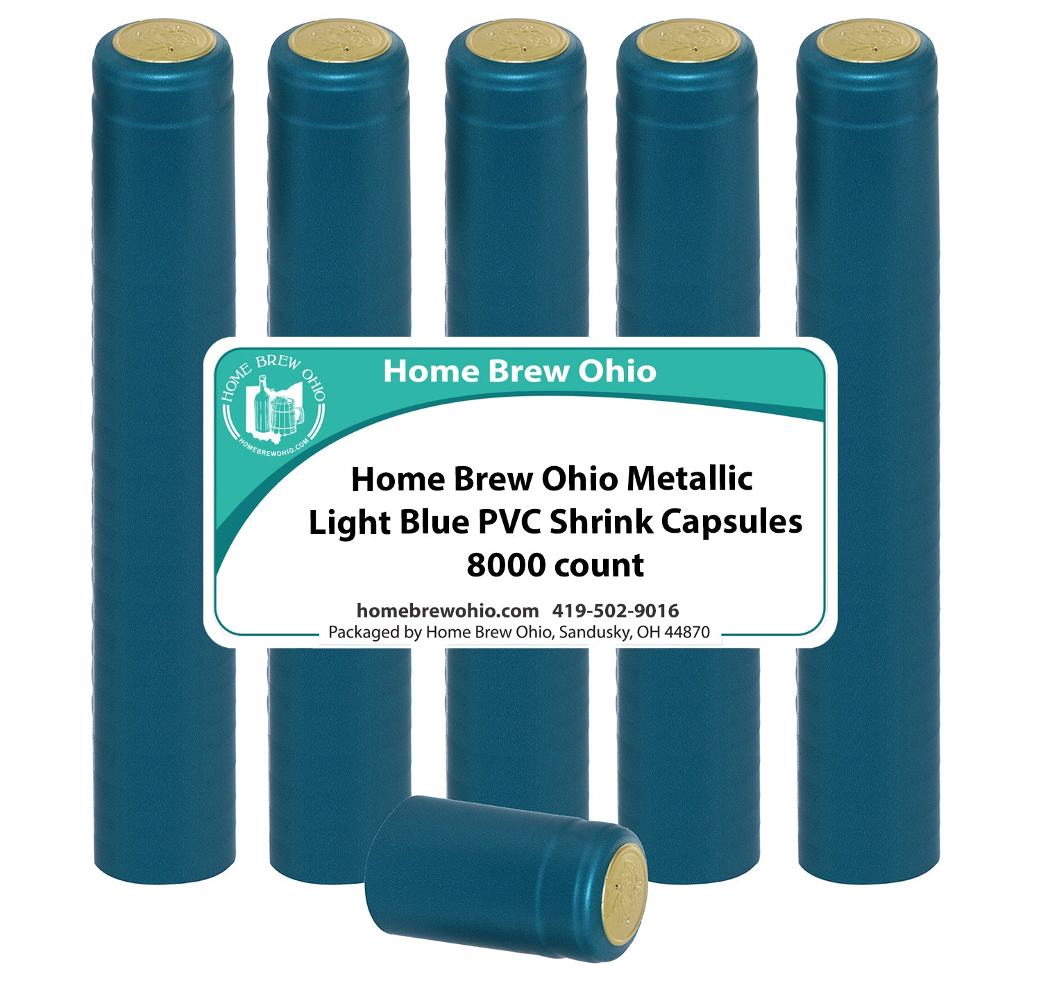 HOME BREW OHIO HOMEBREWOHIO.COM Home Brew Ohio Metallic Light Blue PVC Shrink Capsules 8000 count