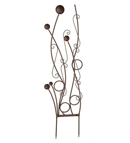 wind &a; weather gold and brown abstract metal trellis, wrought iron circles, arcs and curlicues, artistic statement, garden sc
