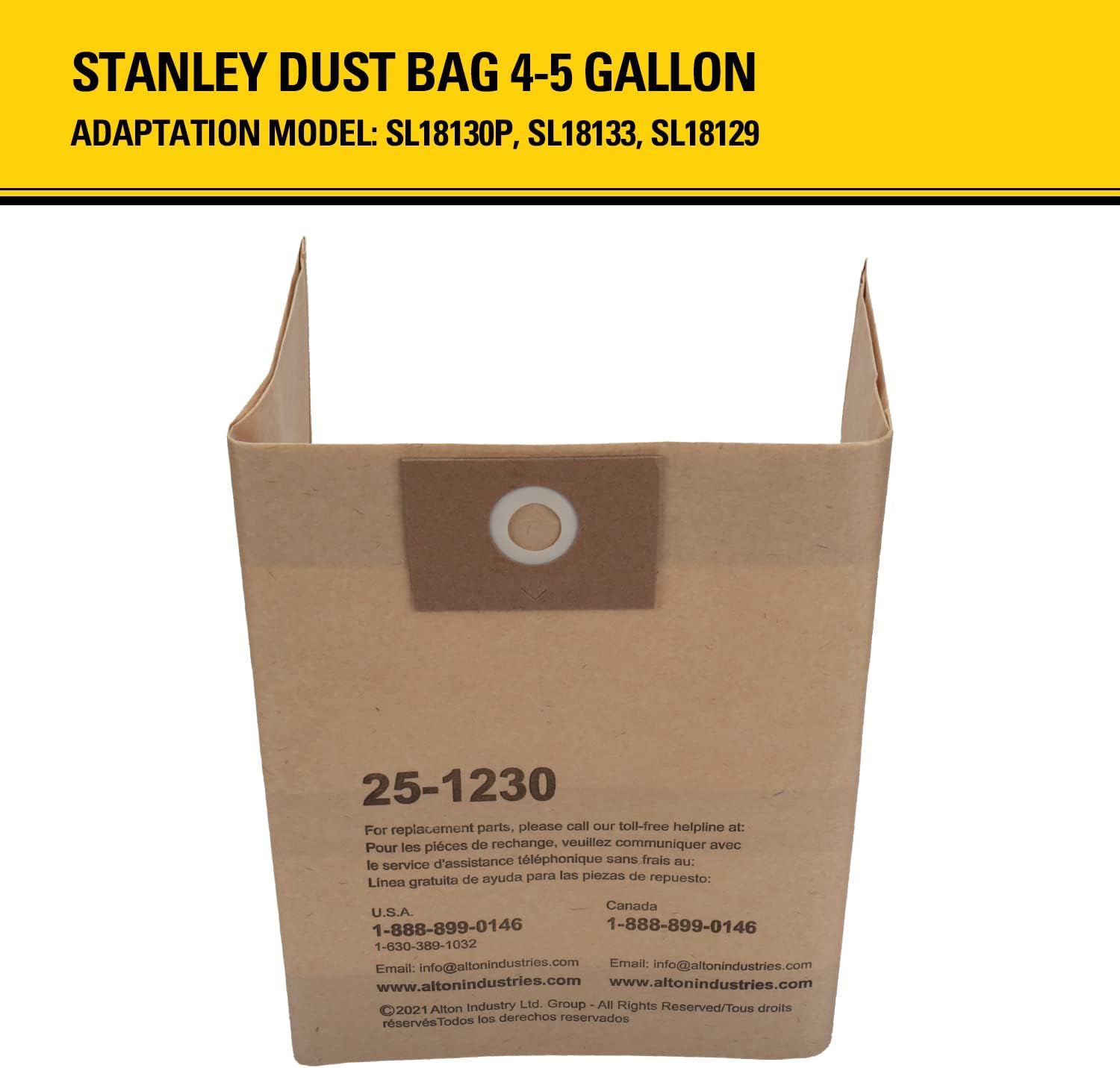 Alton Industries Stanley 25-1230 4-5 Gallon Disposable Filter Bag for Wet/Dry Vacuums, 3 Count