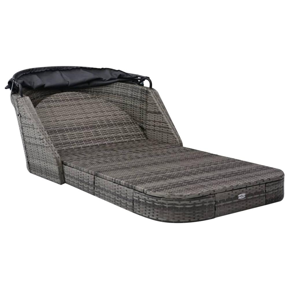 vidaXL Sun Lounger with Canopy Poly Rattan Anthracite, 49496