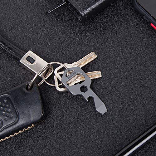 Maharba HandyKee Multi-tool Keychain 100% Titanium - Key Shaped Edc Survival Tactical Gear ?10 + tools in 1: Bottle Opener, Box Cutter,