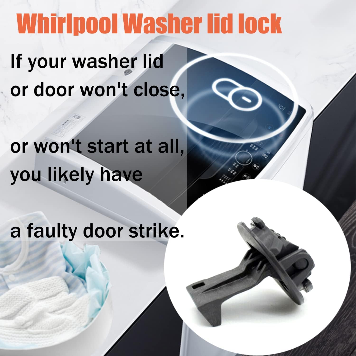 Kscjdg W11457841 W11091027 Washer Door Lid Strike For Whirlpool Kenmore Maytag KitchenAid 4959179 AP6987306 PS16218028 EAP16218028 PD0