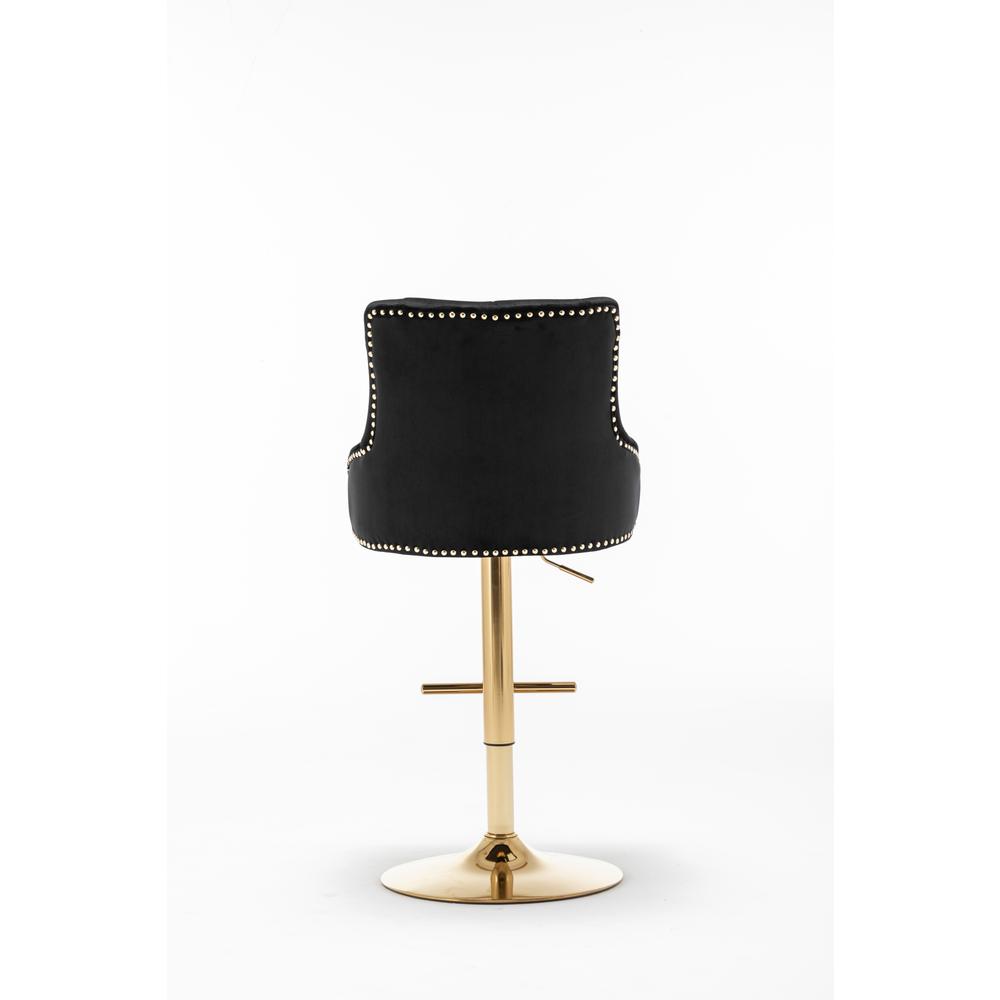 Best Master Furniture Brightcast 2-piece Velvet Tufted Gold Bar Stools in Black