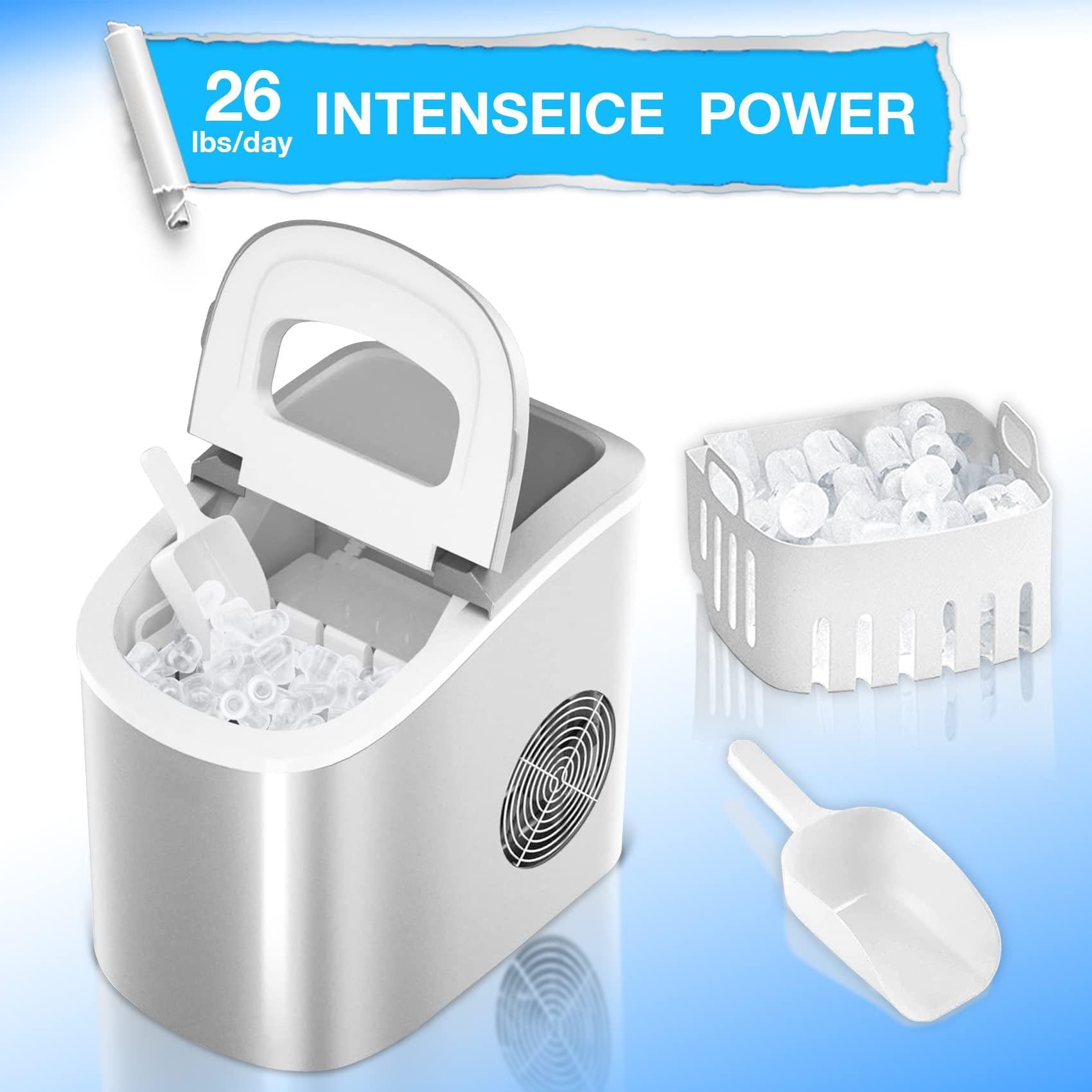 smad countertop ice maker portable ice maker machine with scoop and basket 26lbs in 24h for home/kitchen/office/bar 9 cubes r
