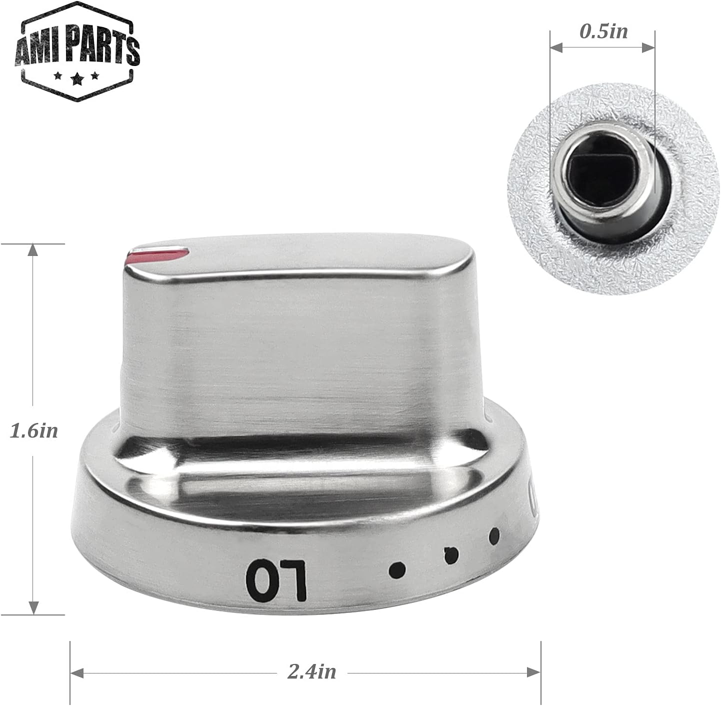 AMI PARTS DG64-00472A DG64-00347A Range Gas Stove Knob Dial  Replacement with Metal Ring Compatible with Samsung Range Knob - Replaces DG