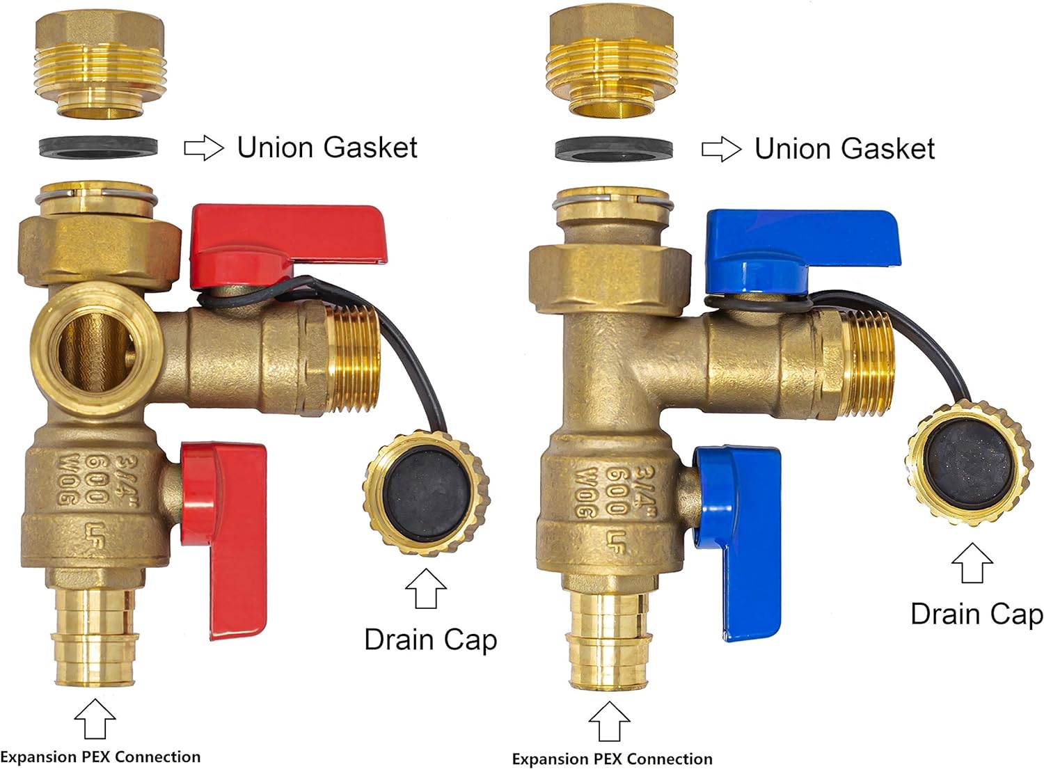 Libra Supply Lead Free 3/4 inch Expansion PEX Tankless Water Heater Isolation Valve Kit(Not Crimp PEX), with Pressure Relief Valve, FNPT x E