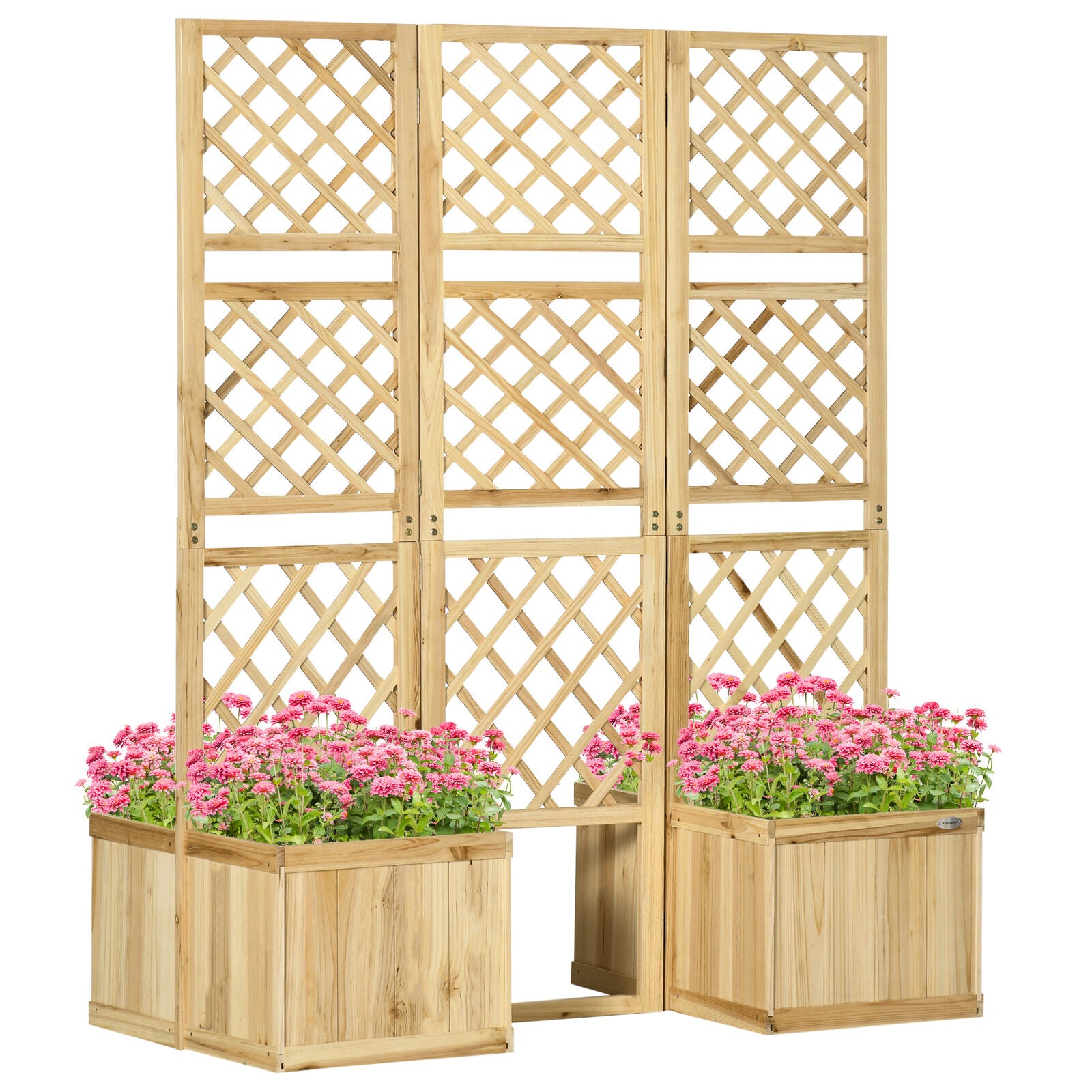 GCP Products Freestanding Outdoor Privacy Screen With 4 Raised Garden Beds