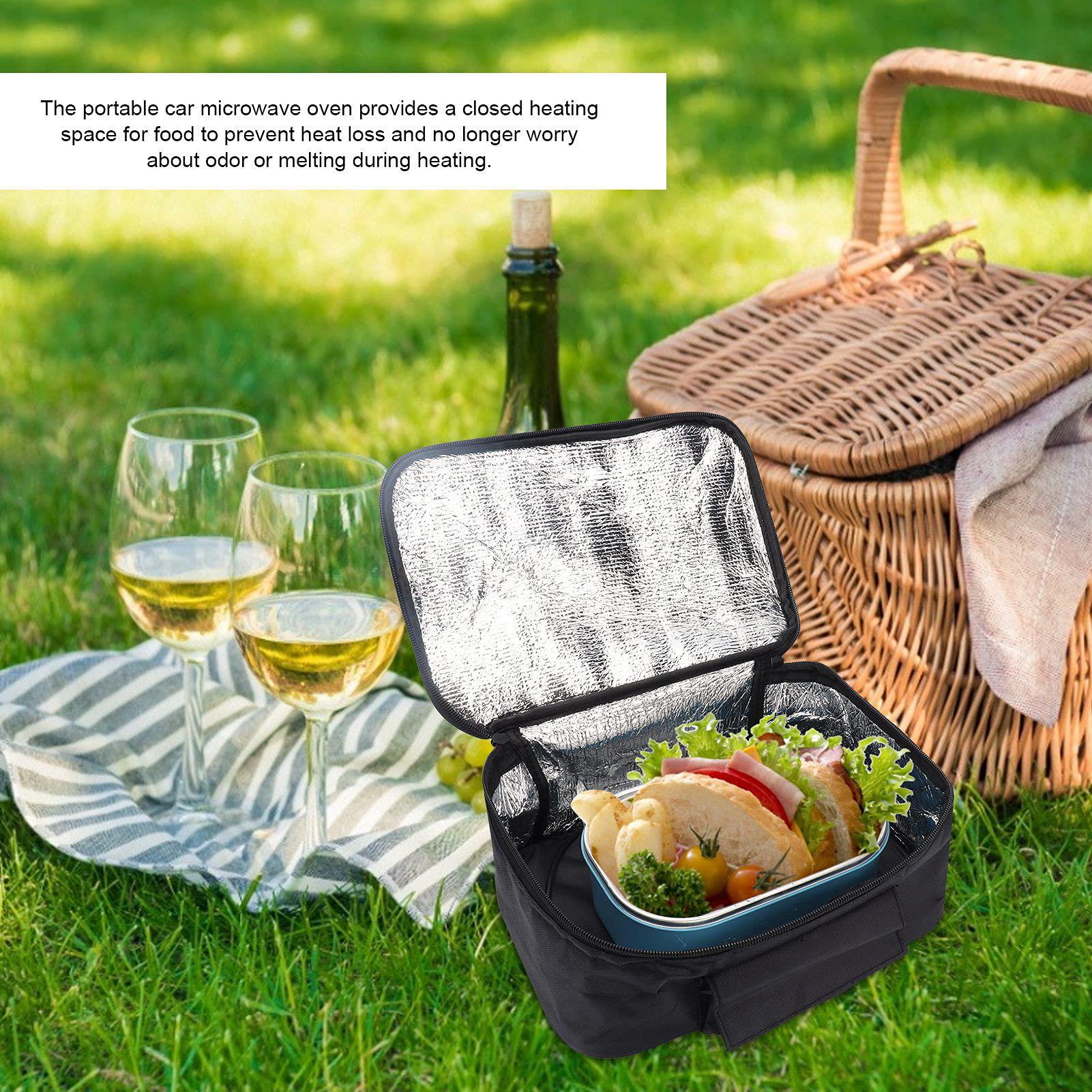 adsire oven lunch box, 11.0x7.9x4.7inch car food warmer electric heated 90w car microwave oven for family