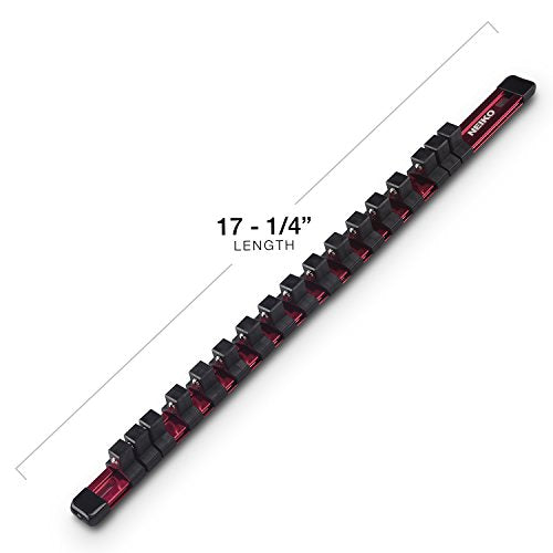 NEIKO 02454A Aluminum Socket Holder and Organizer Set with Lightweight and Heavy-Duty Rails, 1/4-Inch, 3/8-Inch, and 1/2-Inch Dr