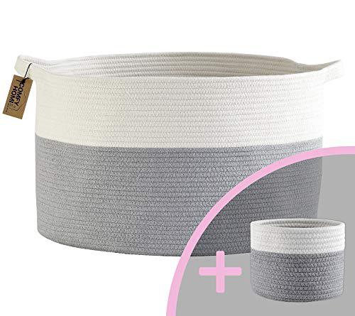 comfy-homi 2pc blanket baskets living room 21&s;&s;x21&s;&s;x13.6&s;&s; woven rope basket laundry hamper baby nursery storage organizer l