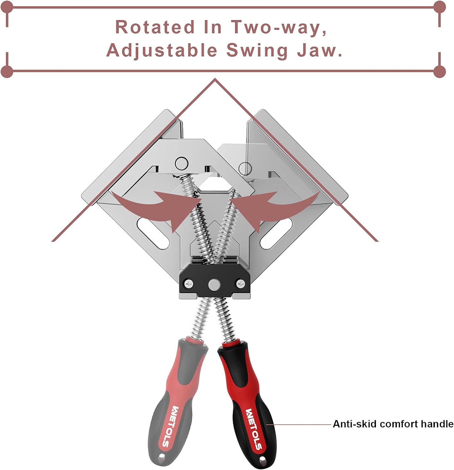 WETOLS Woodworking Tools,  Corner Clamp 2pcs - 90 Degree Right Angle Clamp - Single Handle Corner Clamp with Adjustable Swing Jaw Alum