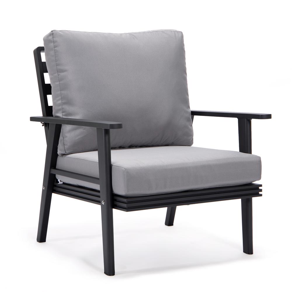 Leisuremod 3-Piece Outdoor Patio Set with Black Aluminum Frame and Loveseat and Armchairs