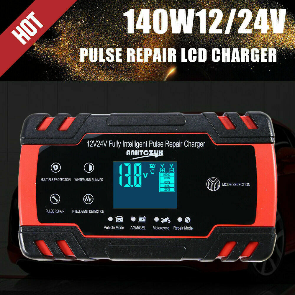 GCP Products Intelligent Automatic Car Battery Charger 12/24V 8A Pulse Repair Starter Agm/Gel