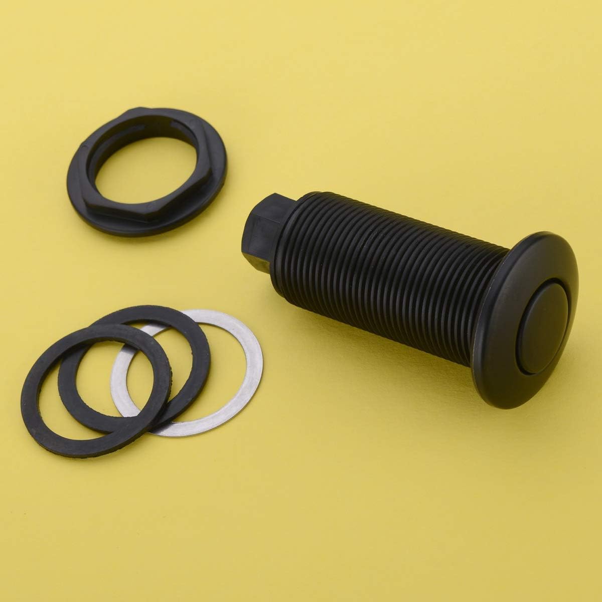 SINKINGDOM Garbage Disposal Air Switch Kit with Long Button, Matte Black (Brass Cover)