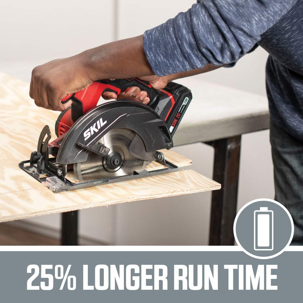 Skil 20V 6-1/2 Inch Cordless Circular Saw, Includes 2.0Ah PWRCore 20 Lithium Battery and Charger - CR540602