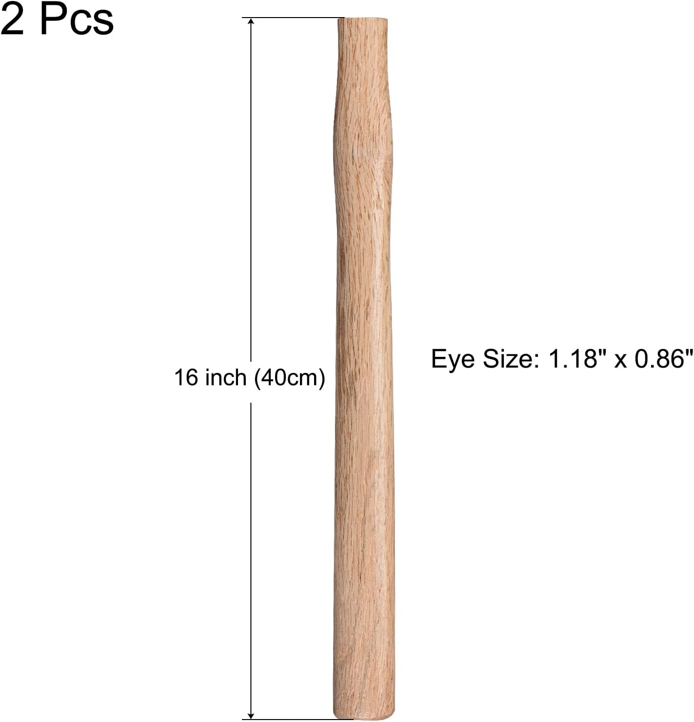 UXCELL 16 Inch Hammer Wooden Handle Wood Handle Replacement for 2 to 4 Lb Hammer Oval Eye 2 Pack