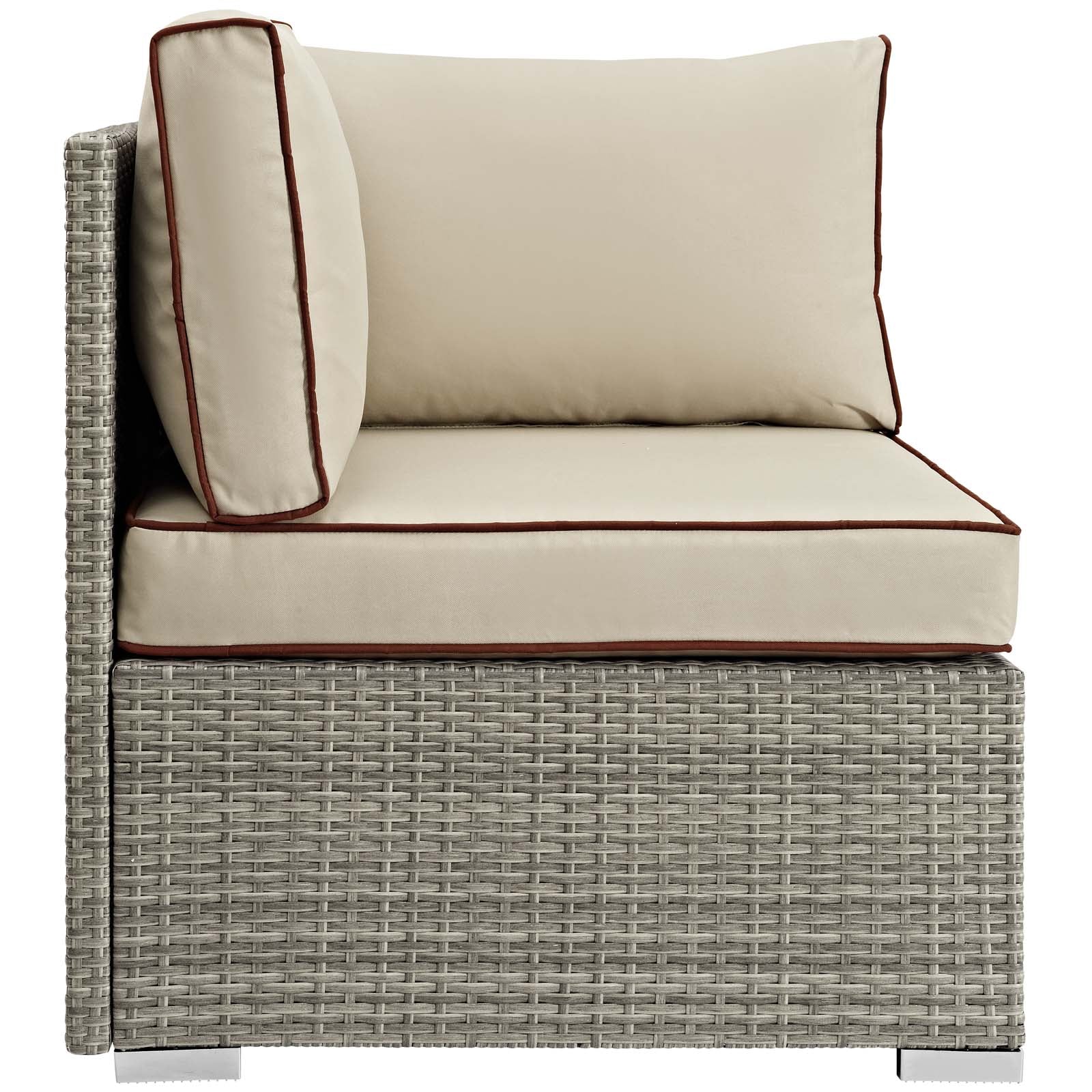 LexMod Repose Sunbrella® Fabric Outdoor Patio Corner in Light Gray Beige