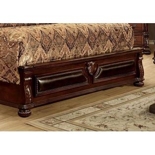 Esofastore Majestic Traditional Brown Cherry 1pc California King Size Bed Bedroom Furniture Solid Wood Padded Headboard Footboard