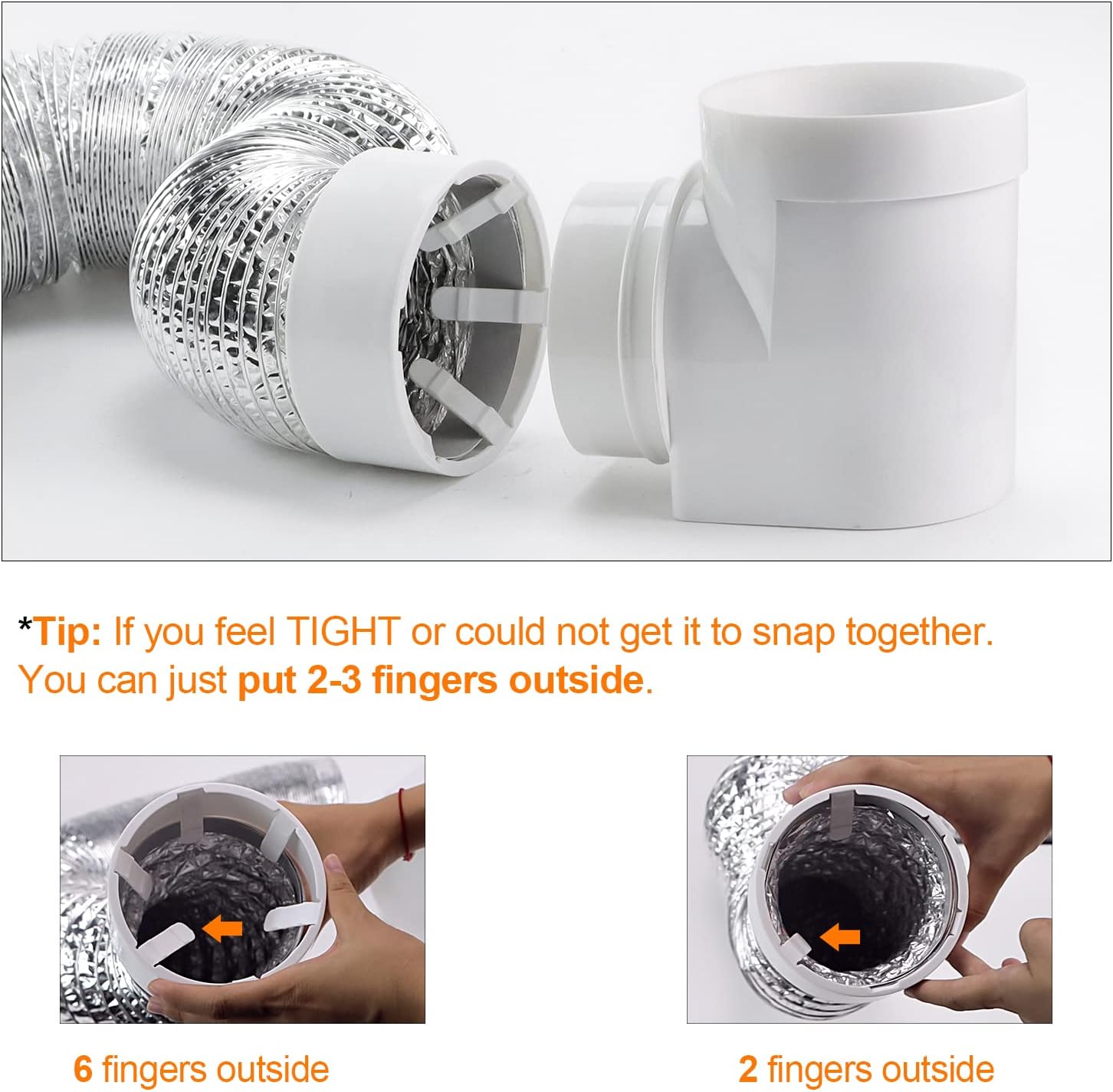 Cenipar Dryer Vent Hose-4 inch Ducting Vent Hose(4 inch 10 feet) with 2 Clamps and STV-90 Dryer Duct Connector Dryer Hose Snap fit 4in
