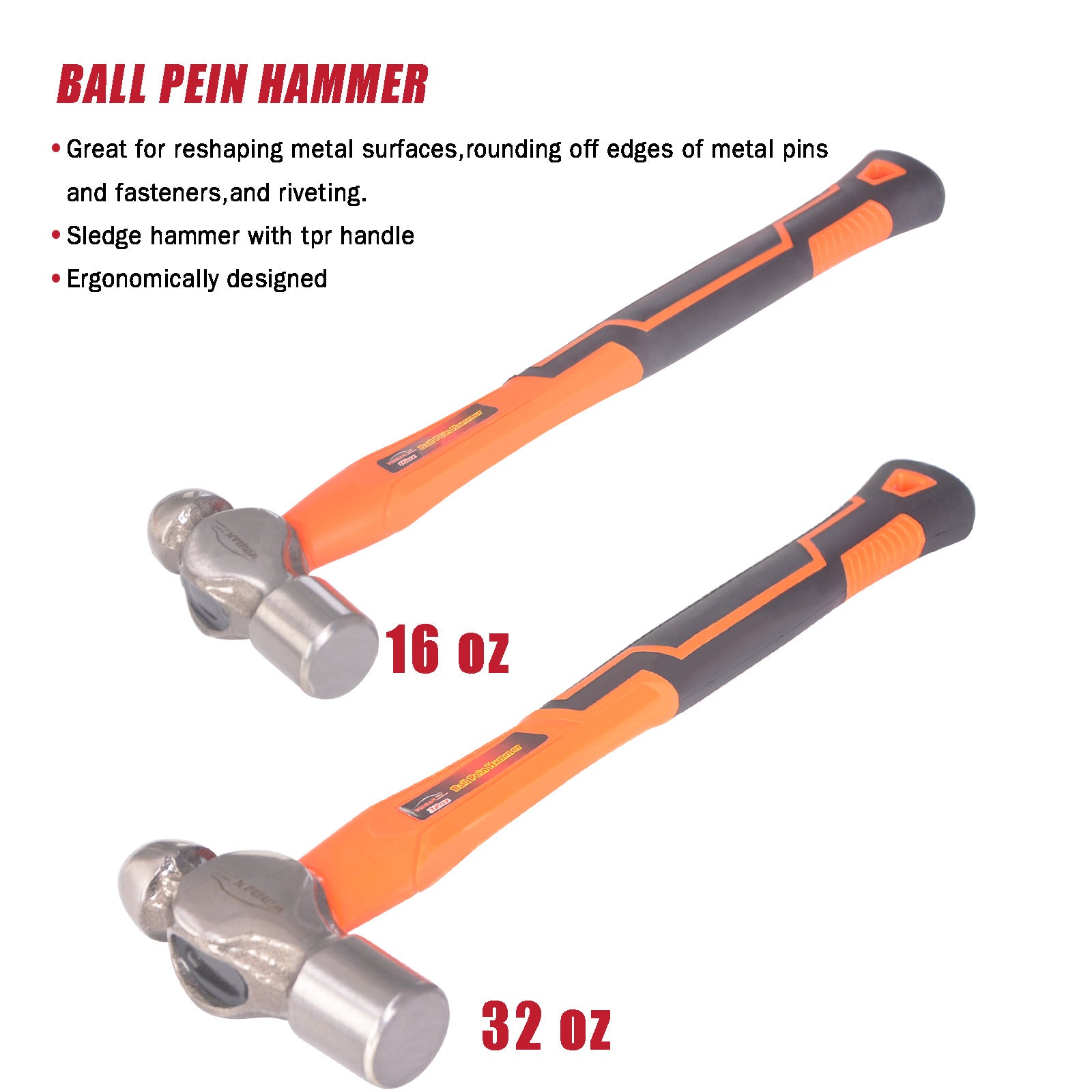 Great Choice Products 5Pcs Hammer Set Cross Pein Hammer Ball Pein Hammer Rubber Mallet Sledge Hammer
