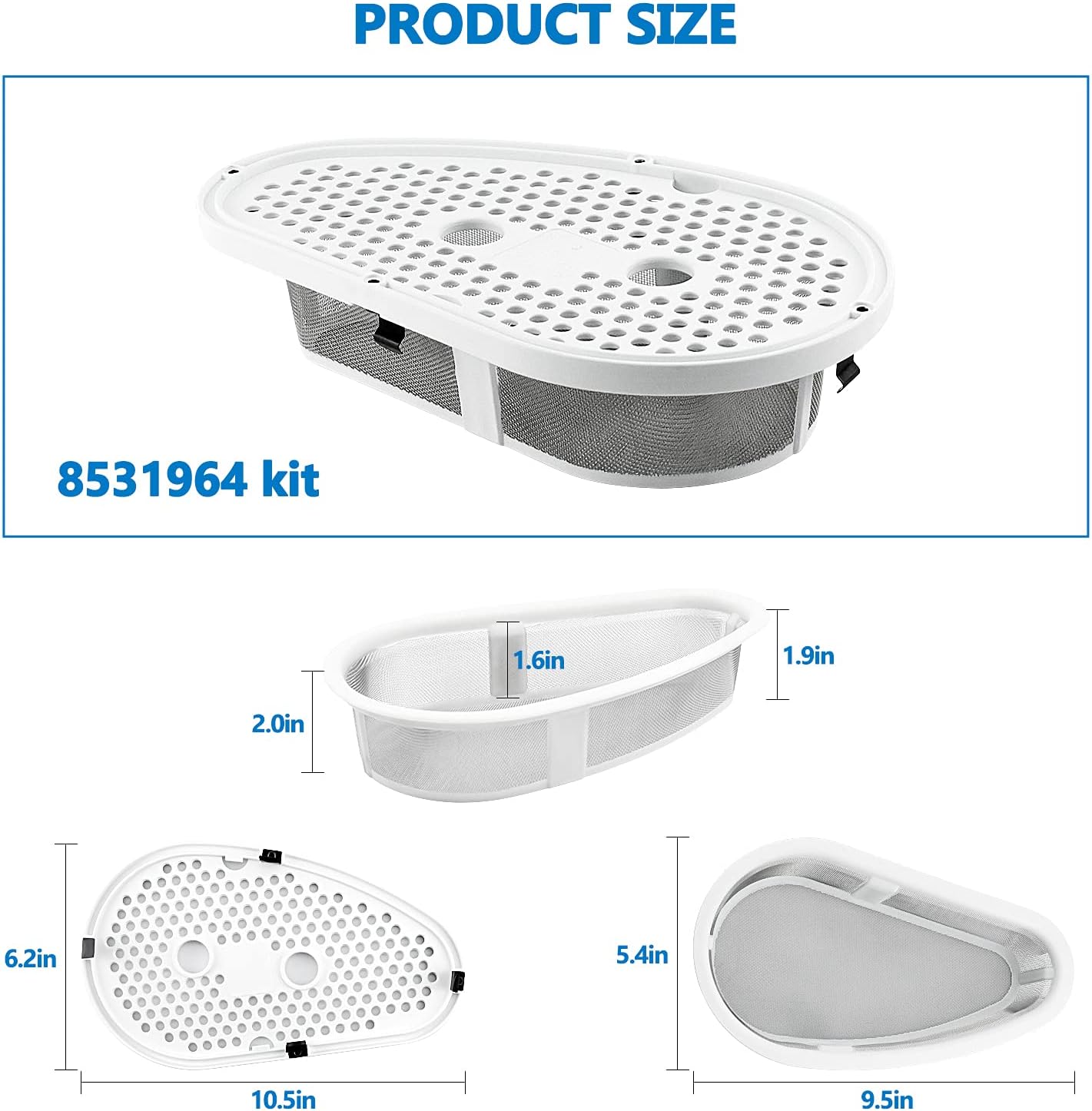 Cenipar W10828351 8531964 Dryer Lint Trap Filter and Cover with Stainled Steel Mesh Screen Kit Fit Whirlpool Kenmore Roper Dryer/Washer