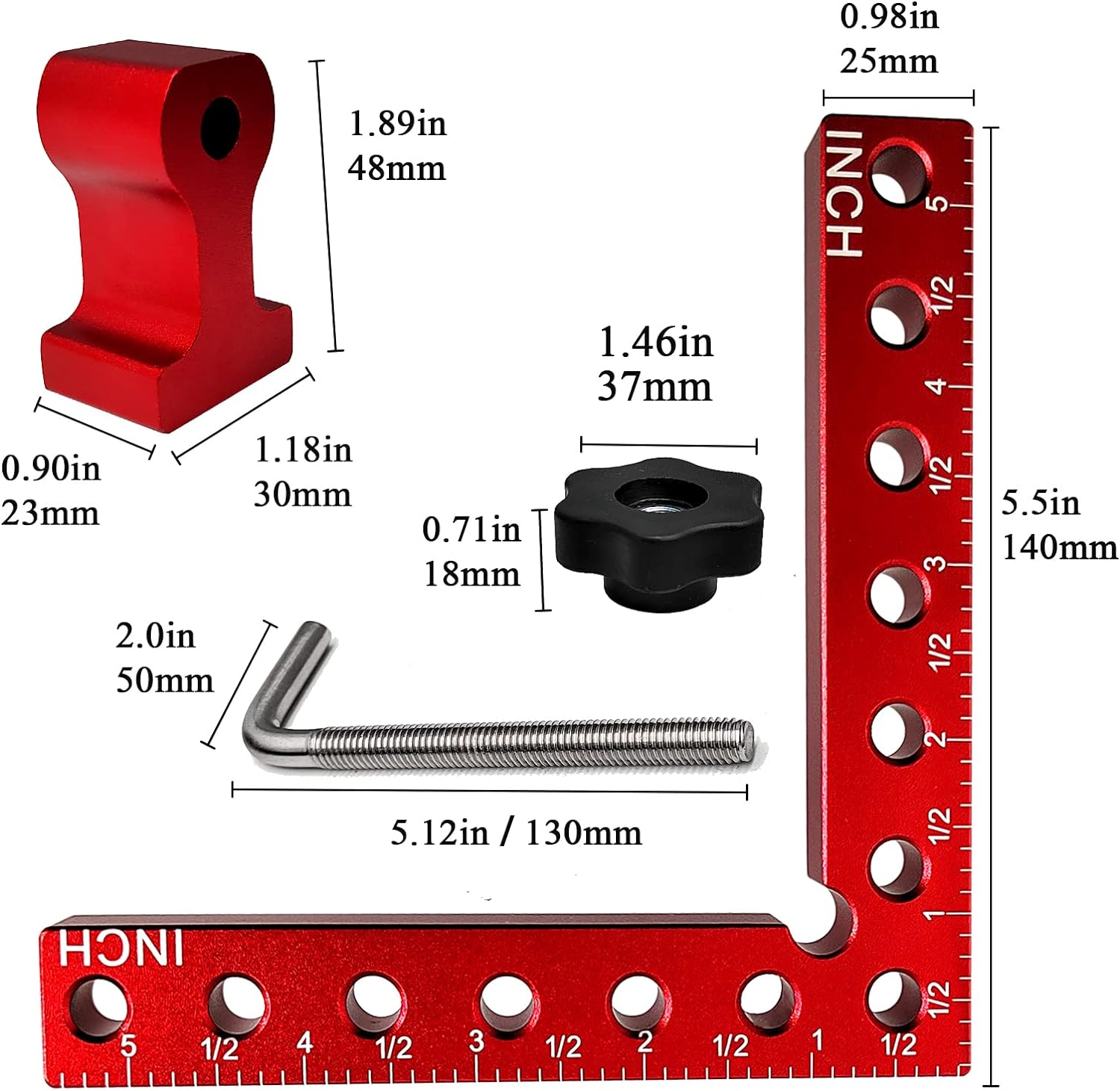 Pexzey Right Angle Clamp, 4Pack 5.5 inch 90 Degree Clamp, Wood Working Tools and Equipment, L Square Aluminum Angle Clamp Tool for Woo