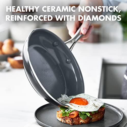 Green Pan greenpan swift healthy ceramic nonstick, 12 piece cookware pots and pans set, stainless steel handles, pfas-free, dishwasher