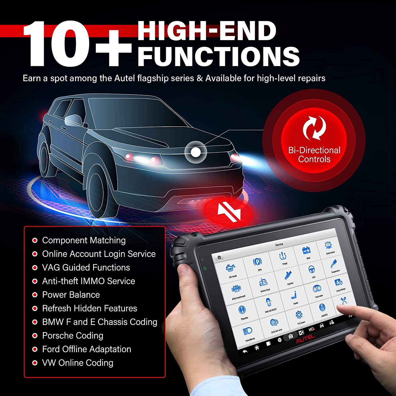 Autel Scanner MaxiSYS MS906 Pro Car Diagnostic Scan Tool Bi-Directional, All-System Diagnosis ECU Coding, 36+ Service