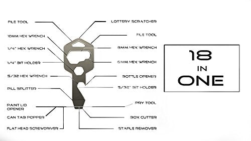 Maharba HandyKee Multi-tool Keychain 100% Titanium - Key Shaped Edc Survival Tactical Gear ?10 + tools in 1: Bottle Opener, Box Cutter,