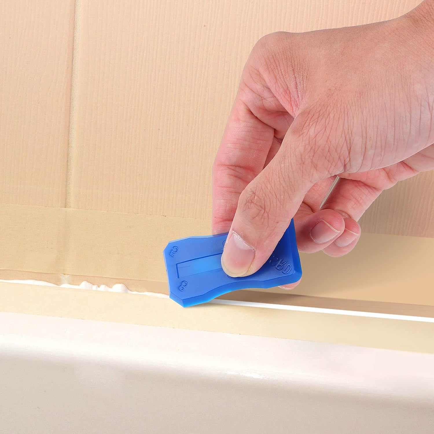 Outus 4 Pieces Silicone Caulking Tool Caulk Remover Tool Finishing Tools for Bathroom Kitchen and Frames Sealant Seals (Black, Blue)