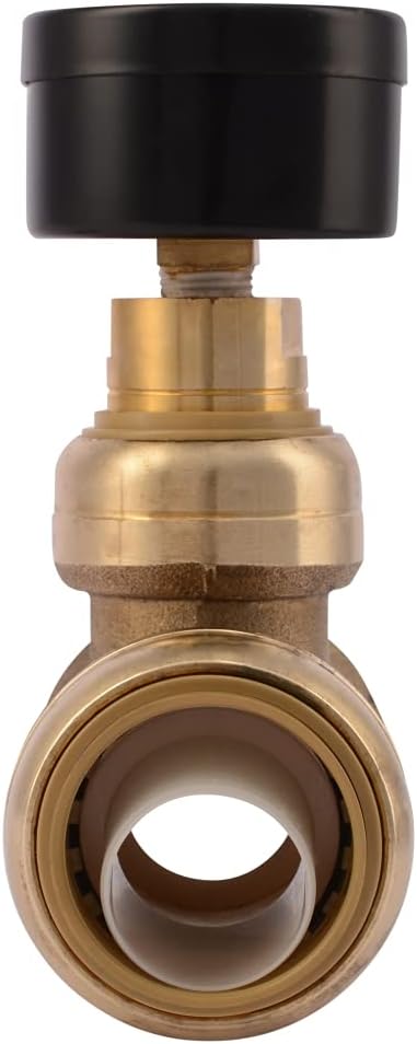 SHARKBITE 3/4 Inch Pressure Gauge Tee, Push to Connect Brass Plumbing Fitting, PEX Pipe, Copper, CPVC, PE-RT, HDPE, 24438