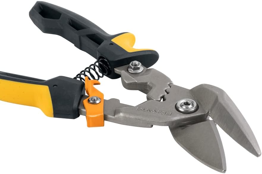 Fiskars Pro PowerGear Aviation Snips (Offset Straight Cut), Yellow