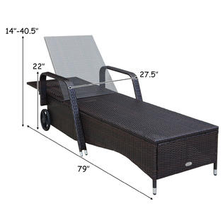 Gymax Patio Rattan Lounge Chair Chaise Adjustable Recliner Cushioned Sofa Garden